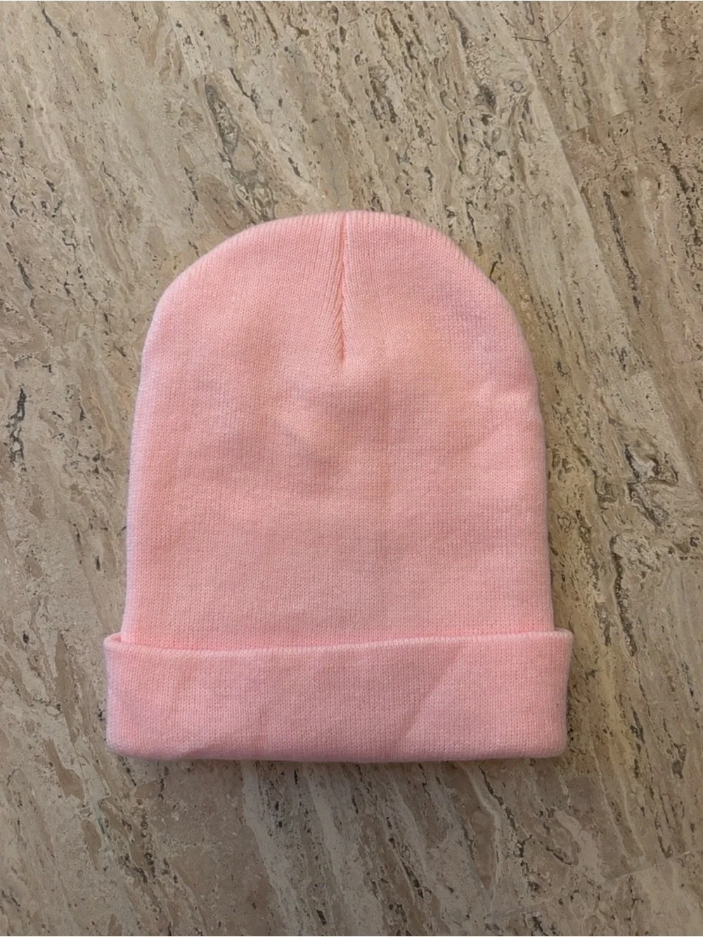 Pink Knit Beanie with Embroidered Delta Gamma Letters